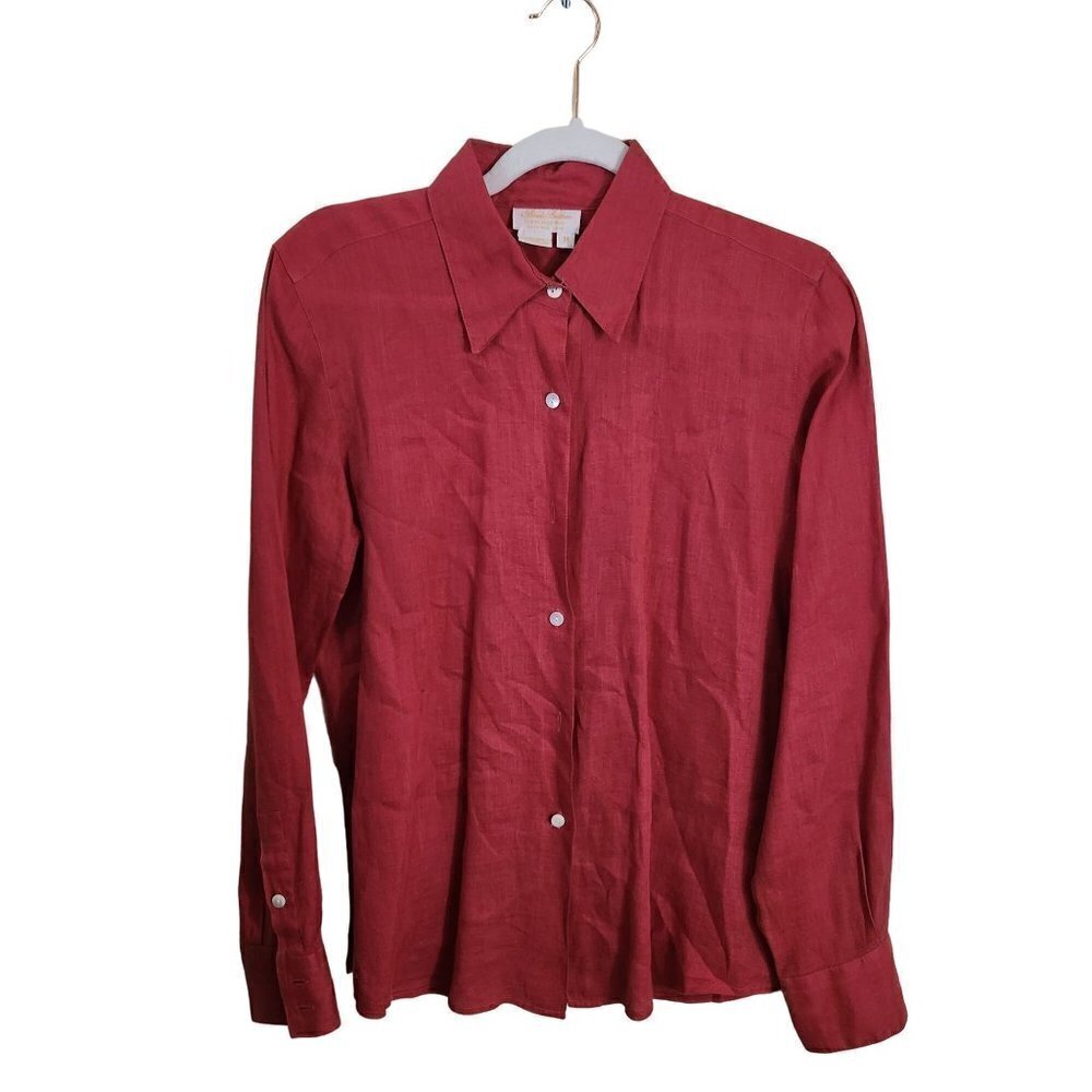 Brooks Brothers Vintage Rust Linen Button Up Shirt Size M - Picture 1 of 4